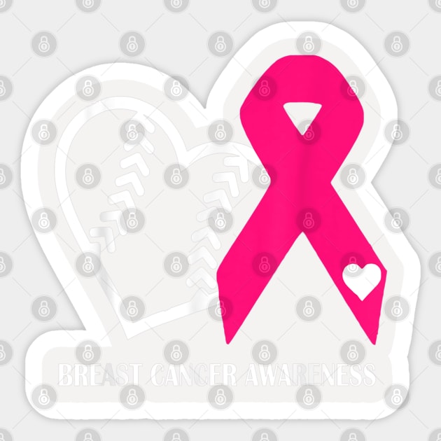 Vintage Cancer Baseball Heart Pink Ribbon Breast Cancer Awareness Sticker by Christyn Evans